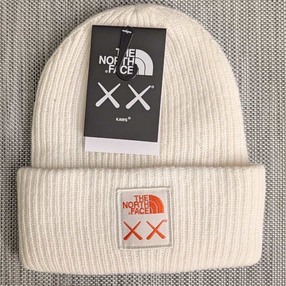 North Face Kaws beanie Ivory x Orange XX